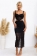 Black Women Lace Straps Hollow-out Crop Tops Bodycon Sexy Formal Midi Dress