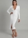 White Women's Button Cardigan Ribbed Long Sleeve Slim Fit Prom Long Dress