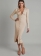 Khaki Women's Button Cardigan Ribbed Long Sleeve Slim Fit Prom Long Dress