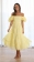 Yellow Off-Shoulder Chiffion Hollow-out Fashion Skirt Dress