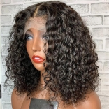 Black medium length curly wig