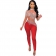 Red Women's Mesh Long Sleeve Rhinestones Bodycon Party Sexy Jumpsuit Clothing