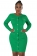 Green Women's Long Sleeve Cotton Stripe Bodycon Mini Dress Prom Office Clothing