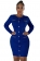 Blue Women's Long Sleeve Cotton Stripe Bodycon Mini Dress Prom Office Clothing