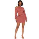 Pink Women's Stripe Long Sleeve Bodycon Dress Sexy Party Evening OL Mini Dress Clothing