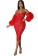 Red Women's Off-Shoulder Mesh Sleeve Sequins Bodycon Midi Dress Evening Party Prom Sexy Clothing