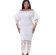 White Women's Off-Shoulder Lace Hollow-out Lantern Sleeve Elegant Formal Party Clothing