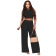 Black Women O-Neck Stretch Fabric Sleeveless Crop Tops Fashion Casual Pants Jumpsuit Dress Sets