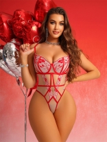 Red Women Sleeveless Straps Lace Erotic Sexy Lingerie Underwears