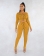 Yellow Women Button Striped Long Sleeve Crop Tops Bodycons Sexy Party Jumpsuit Dress