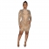 Beige Women's Luxury Mesh Long Sleeve Bodycons Party Formal Evening Mini Dress