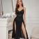 Black Straps Lace V Neck See Through Sexy Erotic Gown Tracksuit Long Lingerie