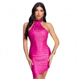 RoseRed Shiny Halter Cut Out Sexy Party Club Dress