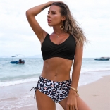 Black High Waist Leopard Printed Bikini Swimwear