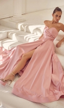 Pink Off Shoulder V Neck Elegant Party Formal Maxi Evening Dress