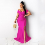 RoseRed Low Cut Bodycon Prom Women Evening Long Dress