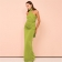 Green Off Shoulder Halter Neck Pleated Fashion Formal Maxi Dress