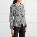 Houndstooth Fashion Long Sleeve Women Casual Suit Coat