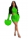 Green Sequins Knitting Long Sleeve Hollow Crop Top Pleated Skirt Dress