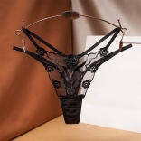 Black Mesh Emboridered Women Underwear Sexy G-String Lingerie