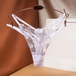 White Mesh Emboridered Women Underwear Sexy G-String Lingerie