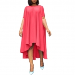 Pink Short Sleeve Fashion Women Casual Skirt Dress