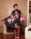 Black Women Printed Short Sleeve Zipper V Neck Floral Dress