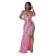 Pink Halter Sleeveless V Neck Sequins Luxury Women Formal Maxi Dress
